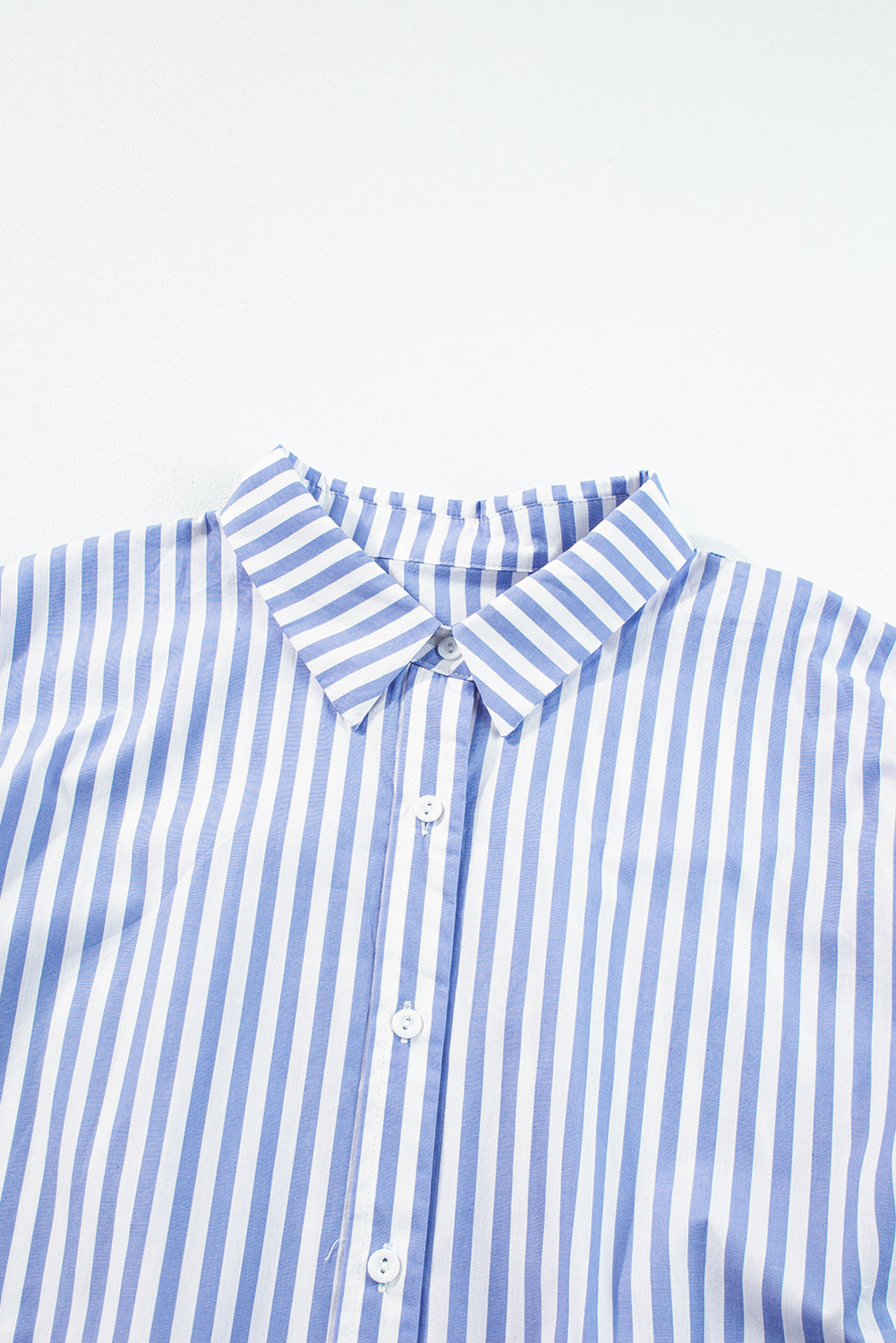 Sky Blue Stripe Dolman Sleeve Oversize Shirt