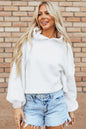 White Sherpa Fleece Drop Shoulder Hoodie