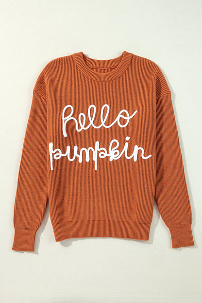 Flamingo Hello Pumpkin Graphic Sweater