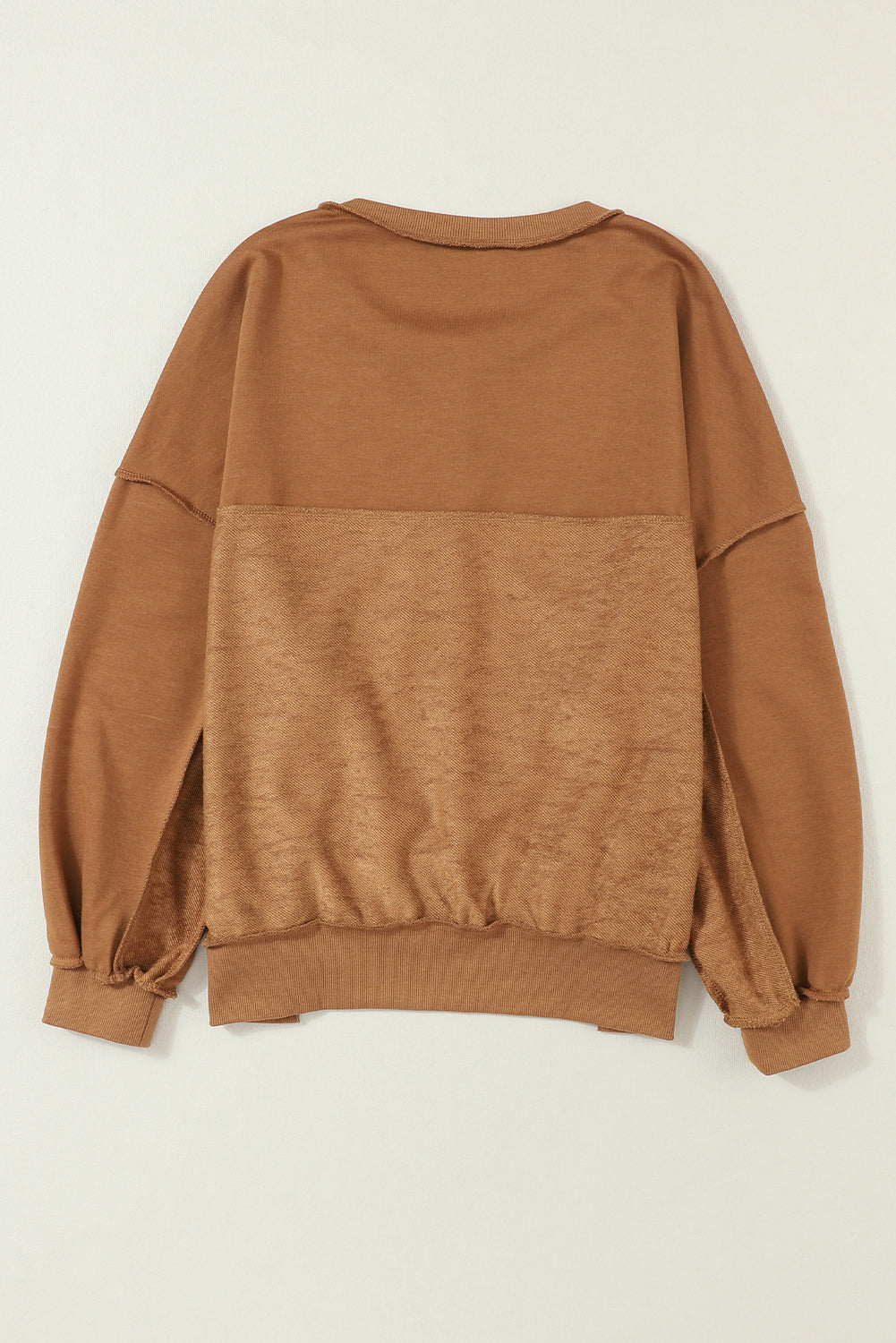 Chestnut Drop Shoulder Henley Buttons Sweatshirt