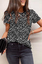 Black Cheetah Print O-neck Short Sleeve T Shirt