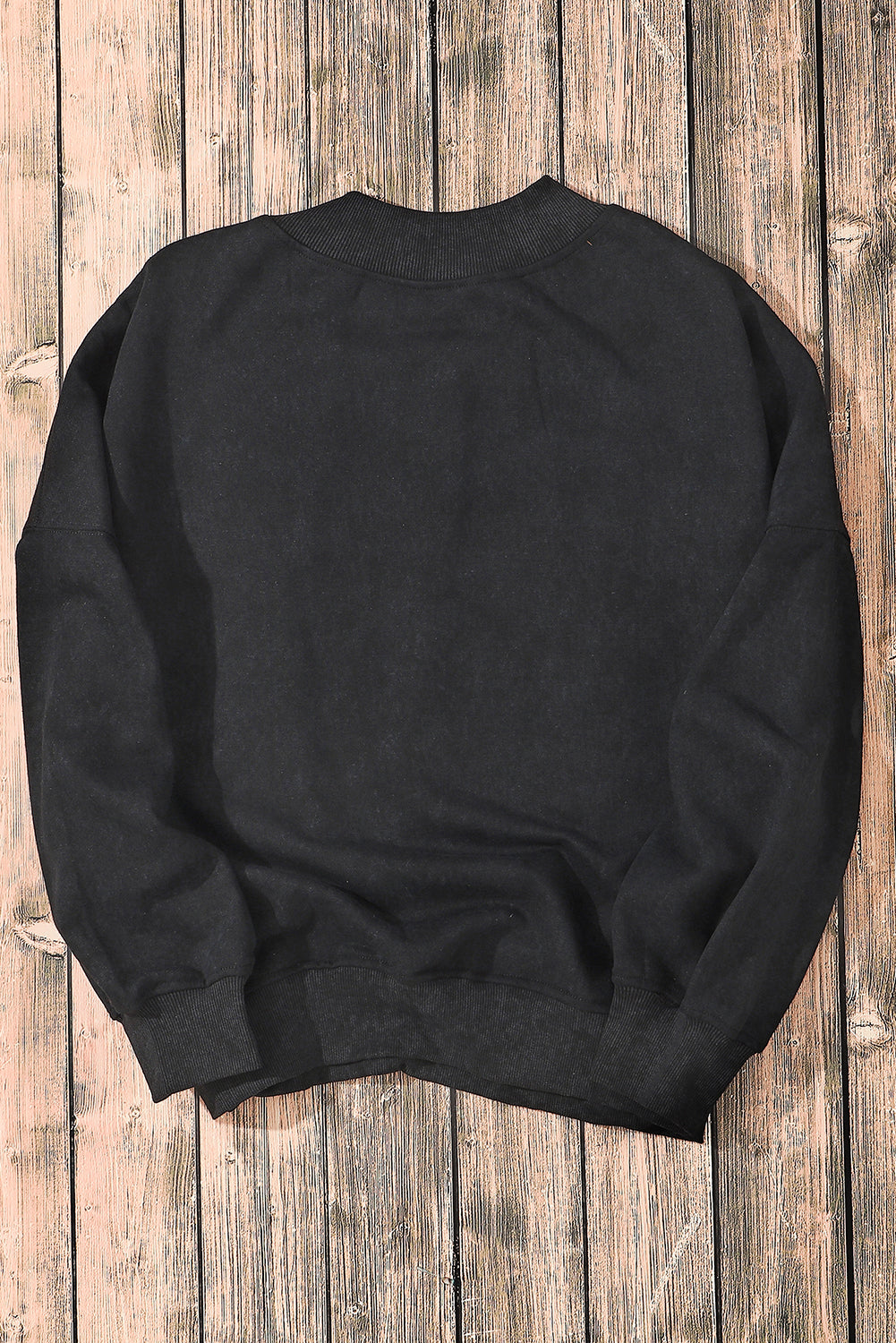 Black Drop Shoulder Crew Neck Pullover Sweatshirt