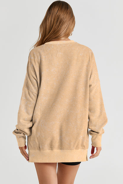 Khaki Drop Shoulder Ribbed Trim Oversized Sweatshirt