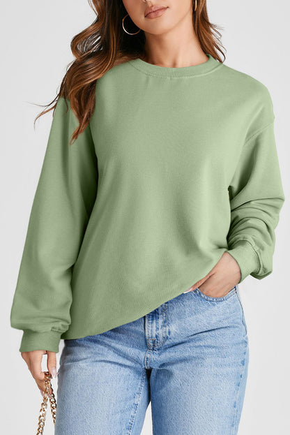 Valerian Plain Drop Shoulder Crewneck Pullover Sweatshirt