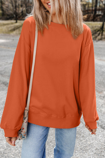 Valerian Plain Drop Shoulder Crewneck Pullover Sweatshirt