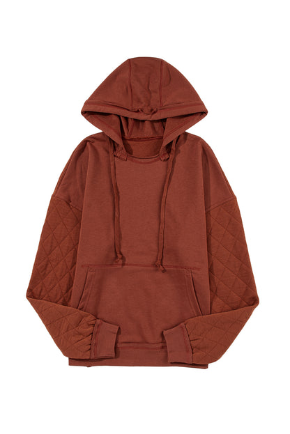 Chestnut Quilted Patchwork Exposed Seam Hoodie