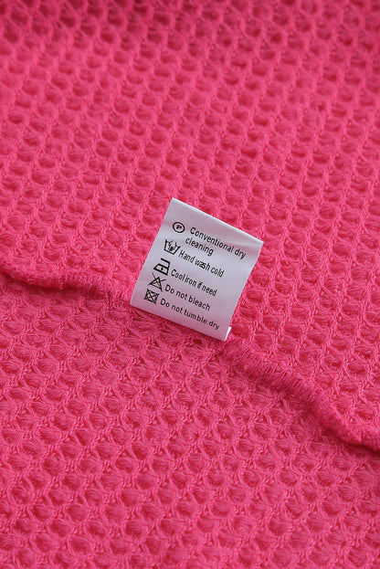 Pink Waffle Knit Button Up Casual Shirt