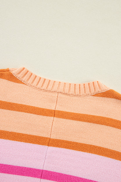 Multicolour Gradient Ribbed Edge Loose Sweater