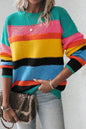 Light Blue Colorblock Mixed Textured Drop Shoulder Sweater