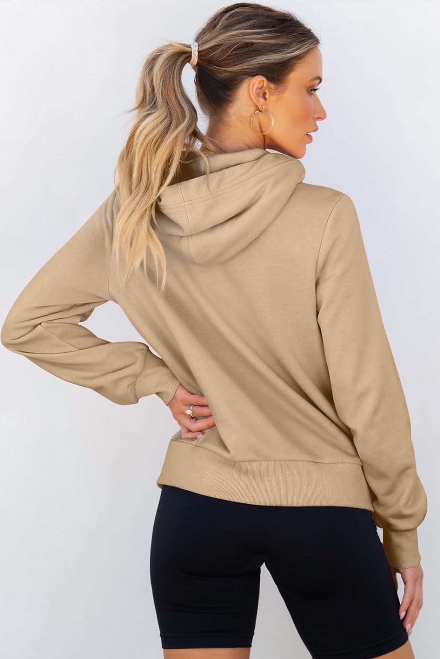 Parchment Zipped Pocket Cozy Drawstring Hoodie