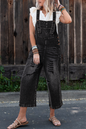 Stone Blue Distressed Bib Pocket Wide Leg Denim Overall