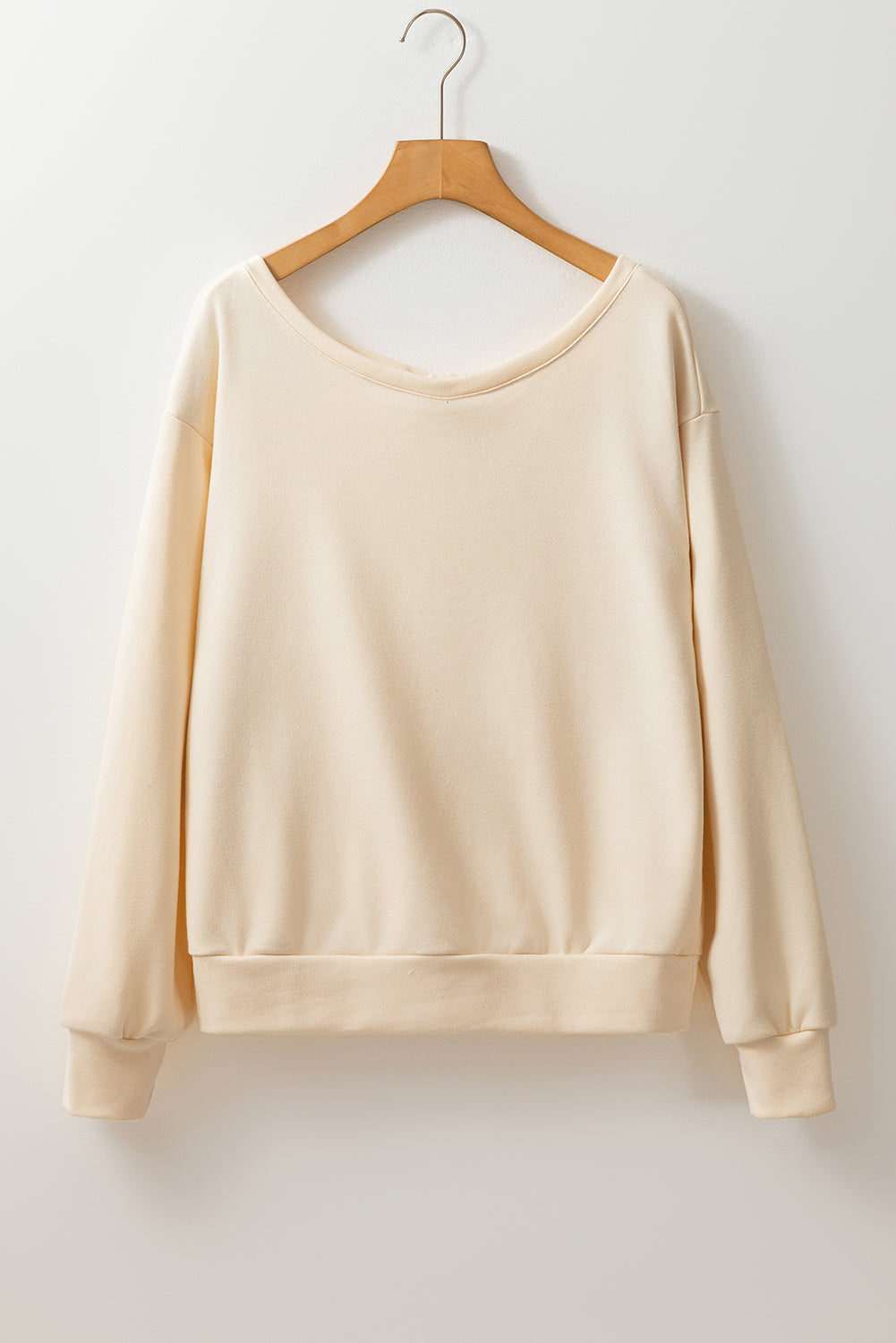 Apricot Bowknot Dewback Round Neck Sweatshirt