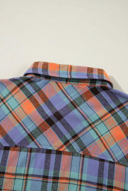 Orange Plaid Print Loose Vintage Shirt