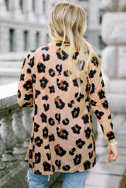 Leopard Printed Open Front Cardigan