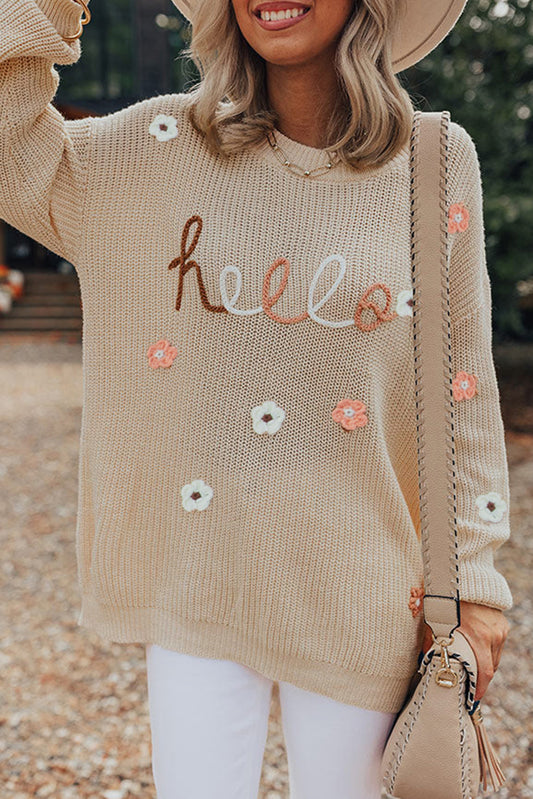 Parchment Hello Floral Embroidered Knit Loose Sweater