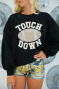 Fiery Red TOUCH DOWN Football Graphic Pullover Sweatshirt