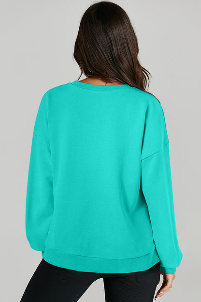 Valerian Solid O Neck High Low Hem Pullover Sweatshirt