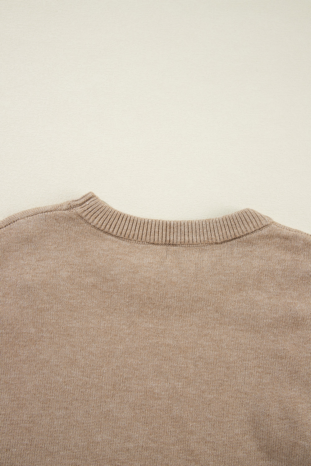 Smoke Gray Pearled Drop Shoulder Round Neck Sweater