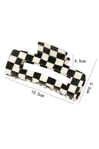 Black Checkered Print Hollow Out Hair Clip