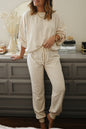 White Cheetah Print Two Piece Loose Fit Cozy Loungewear