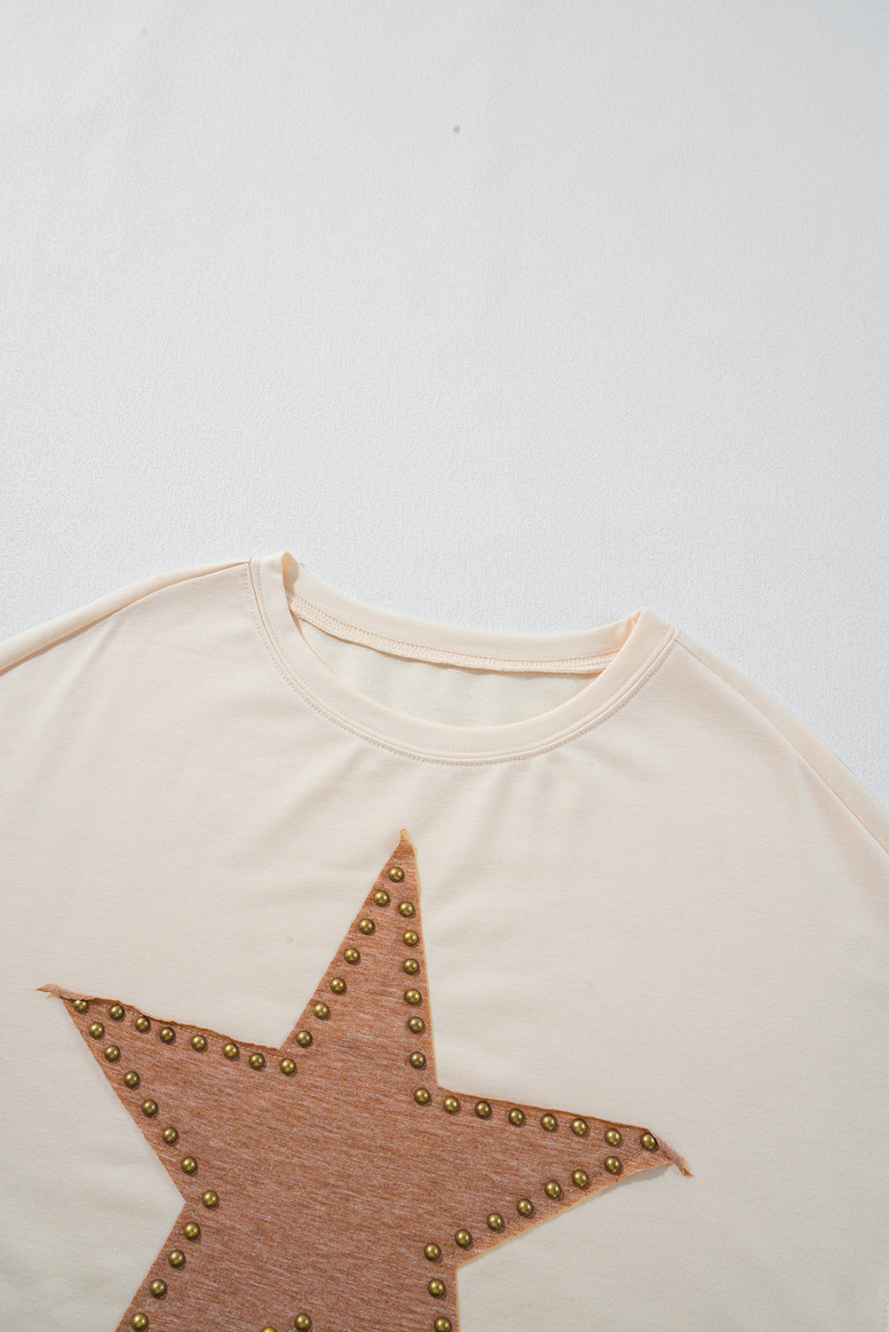 Apricot Studded Star Graphic Oversized Long Sleeve Top