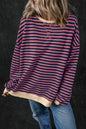 Red Stripe Oversized Contrast Trim Pullover Sweatshirt