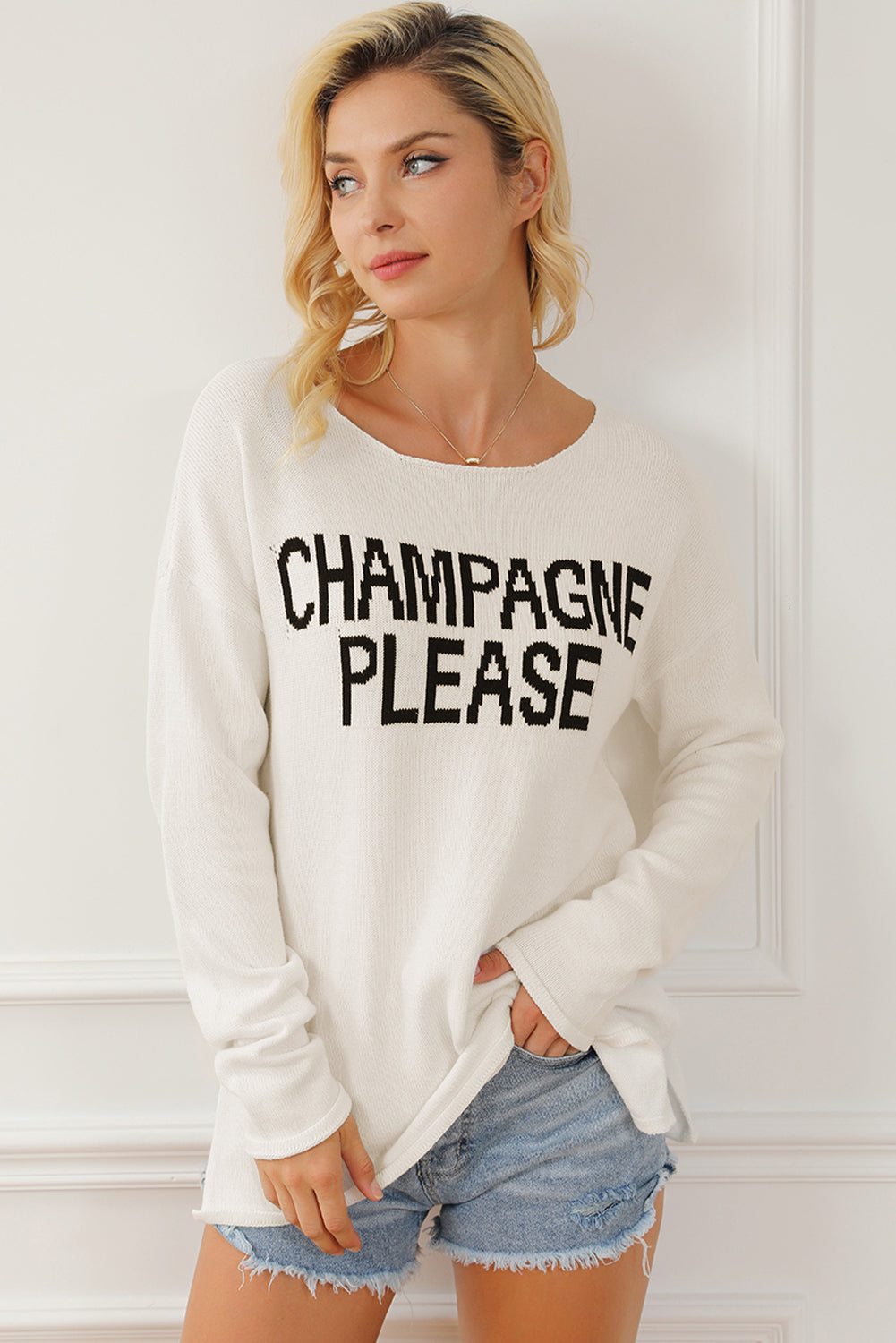 Snow White Champagne Please Graphic Sweater