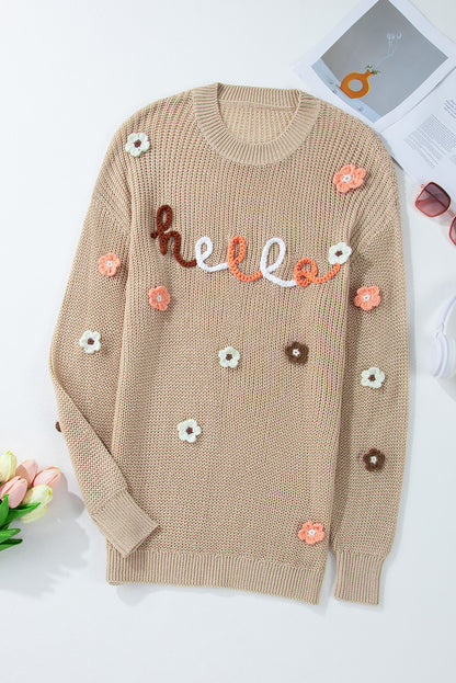 Parchment Hello Floral Embroidered Knit Loose Sweater