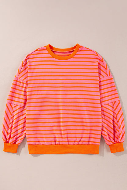 Russet Orange Drop Shoulder Crew Neck Loose Sweatshirt