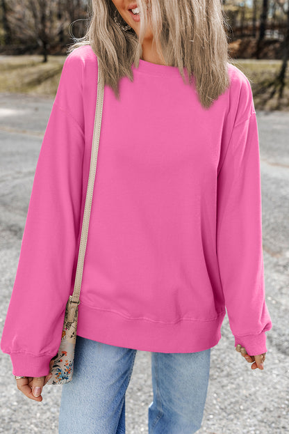 Valerian Plain Drop Shoulder Crewneck Pullover Sweatshirt