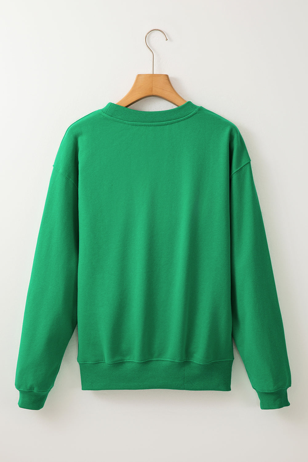 Dark Green Solid Fleece Lined Drop Shoulder Terry Sweatshirt