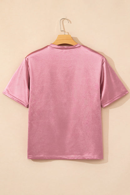 Pink Chest Pocket Loose Fit T Shirt