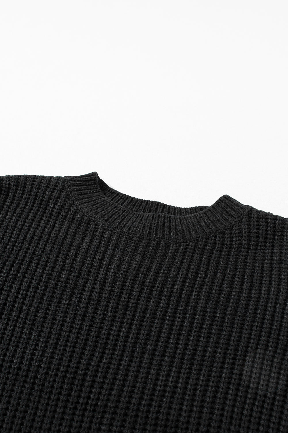 Black Cable Knit Sleeve Drop Shoulder Sweater