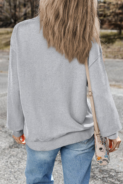 Valerian Plain Drop Shoulder Crewneck Pullover Sweatshirt