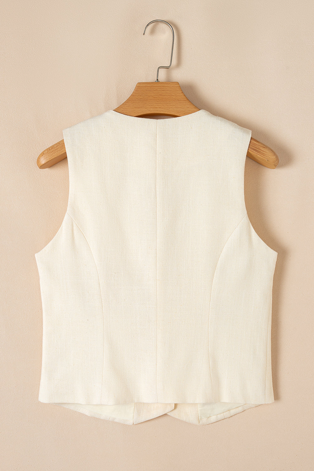 White Slim Fit Buttoned V Neck Vest