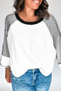 Black Striped Bracelet Sleeve Raglan Patchwork Top