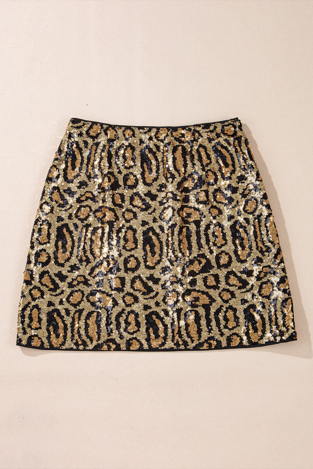 Brown Sequined Leopard Print Disco Mini Skirt