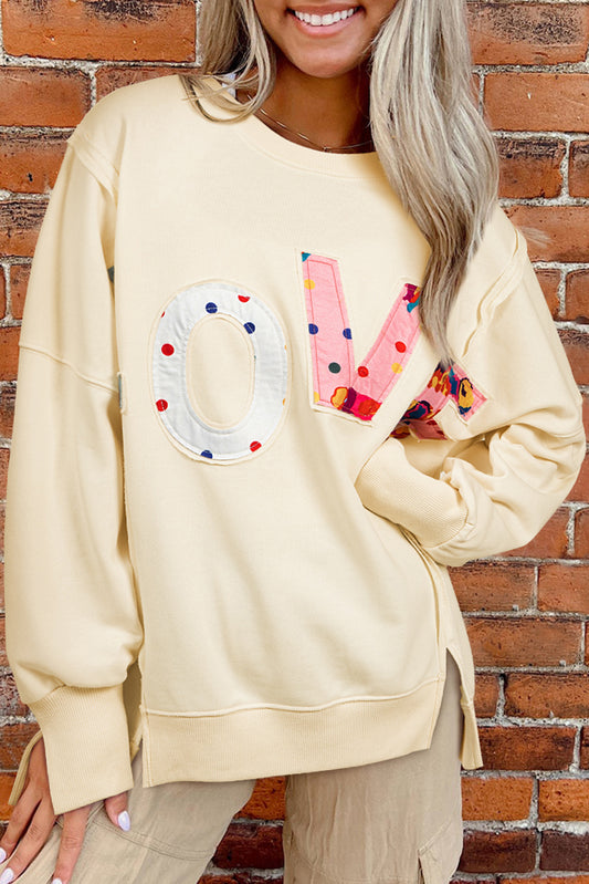 Apricot LOVE PATCH Graphic Oversized Sweatshirt