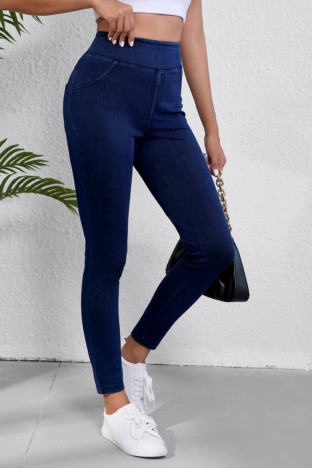 Ashleigh Blue Solid Color High Waist Stretchy Slim Fit Jeggings