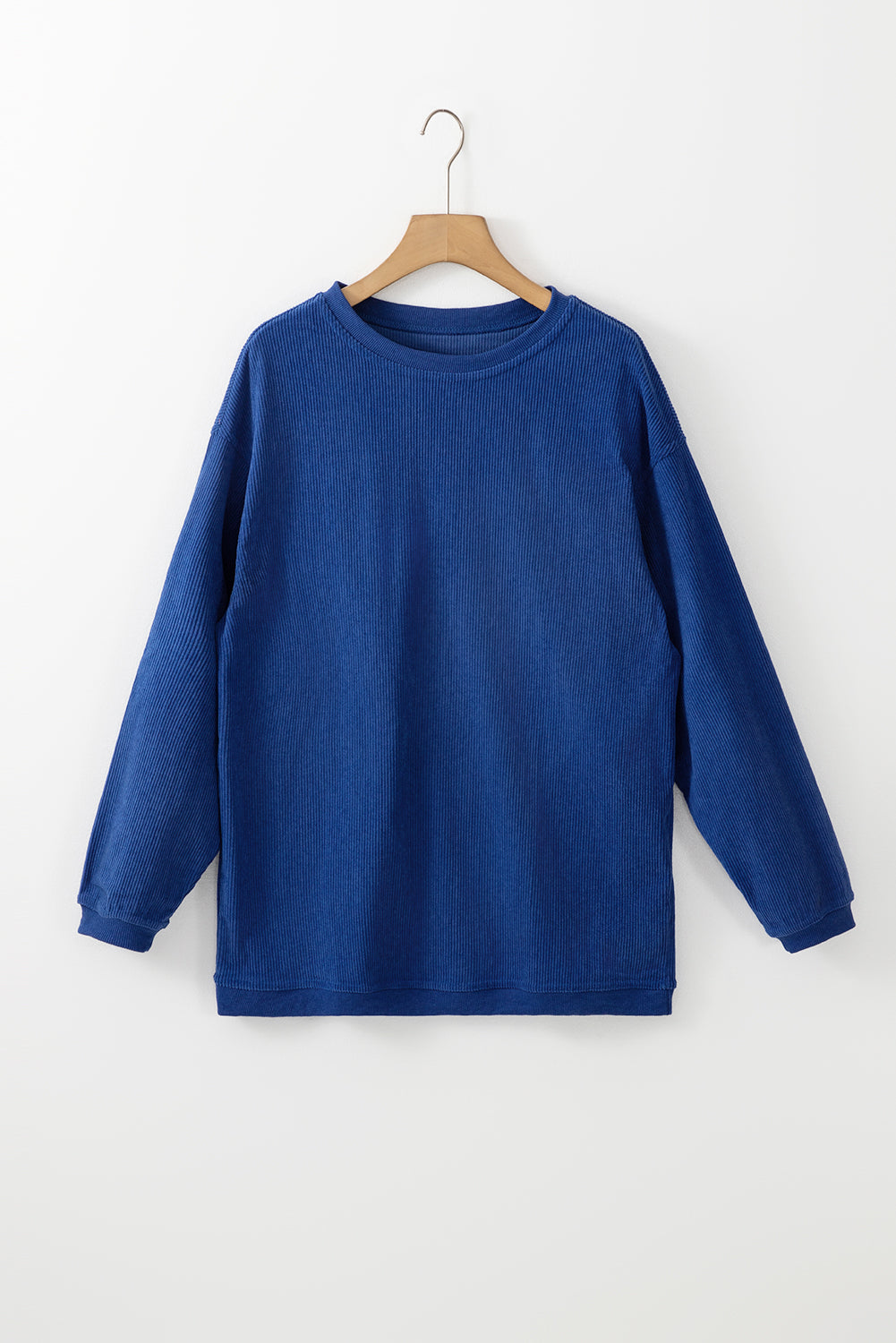 Dark Blue Ribbed Corduroy Oversized Sweatshirt