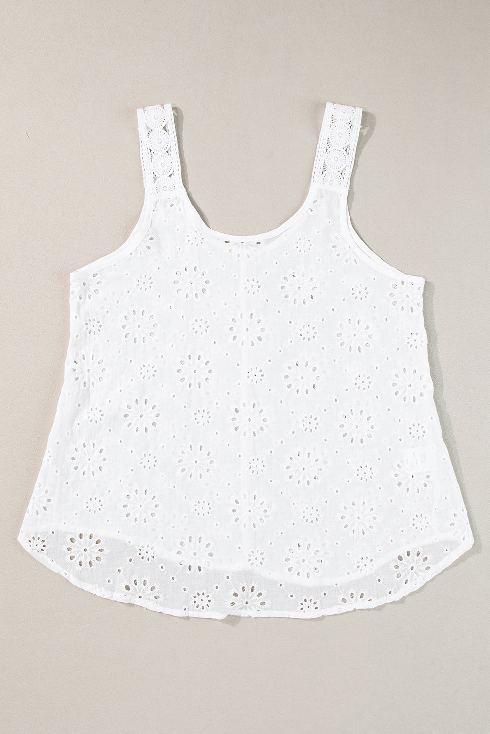 White Eyelet Embroidery Tank Top