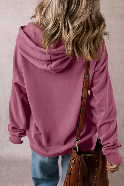 Bonbon Fleece Lined Kangaroo Pocket Drawstring Chunky Hoodie