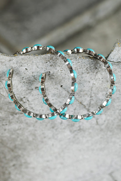 Sky Blue Gem Inlay Retro C-shape Earrings